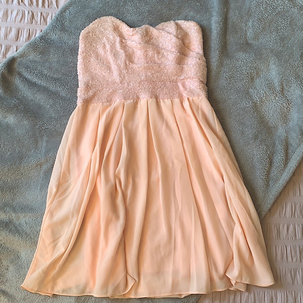HONEY pink strapless sequin dress